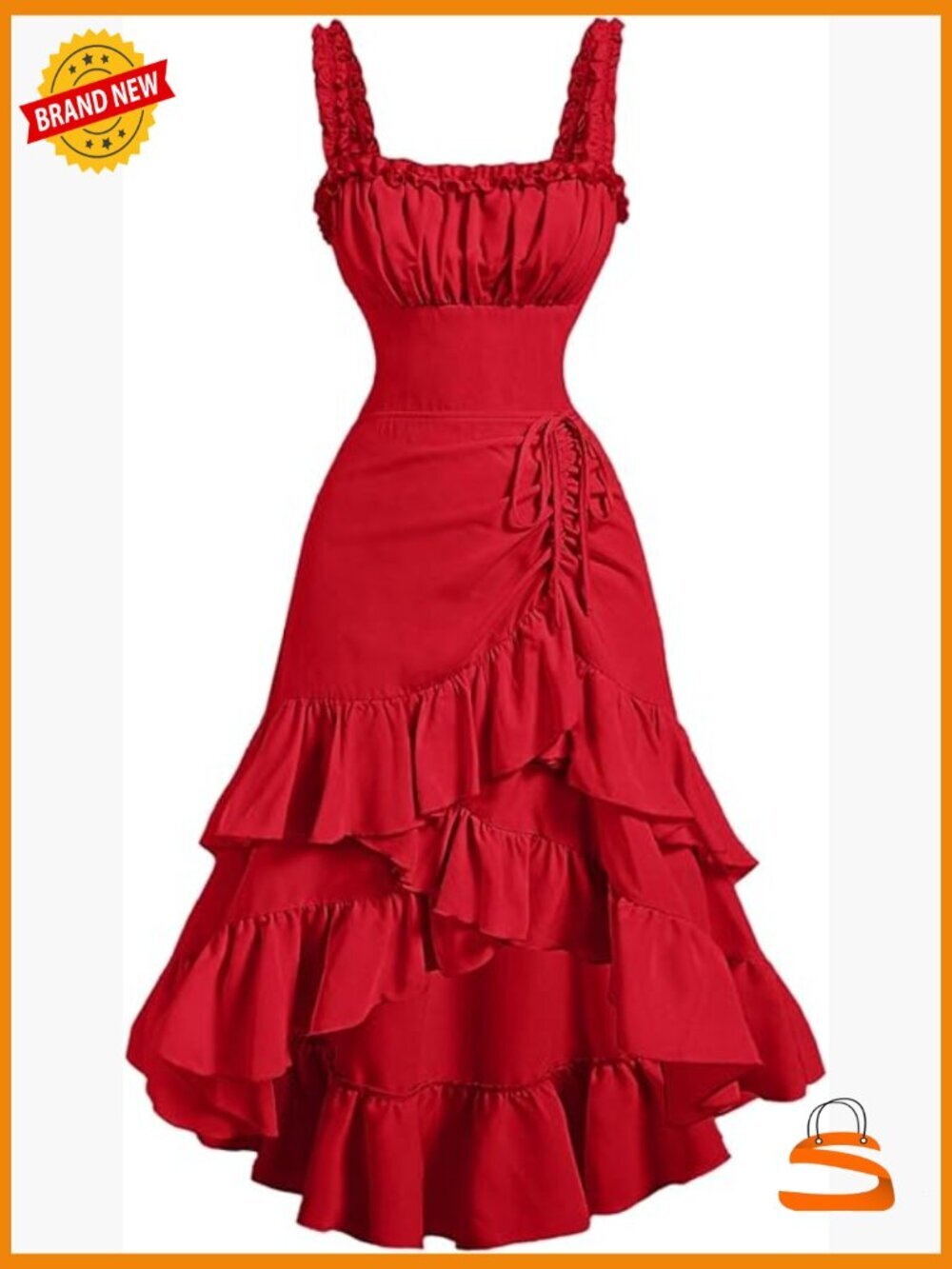 Asymmetrical Ruffle Hem Layered Party Dress Sleeveless Ruched